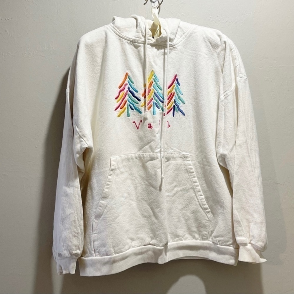 Vintage CRAZY SHIRTS HAWAII Men’s VAIL COLORADO White Cotton Pullover Hoodie L